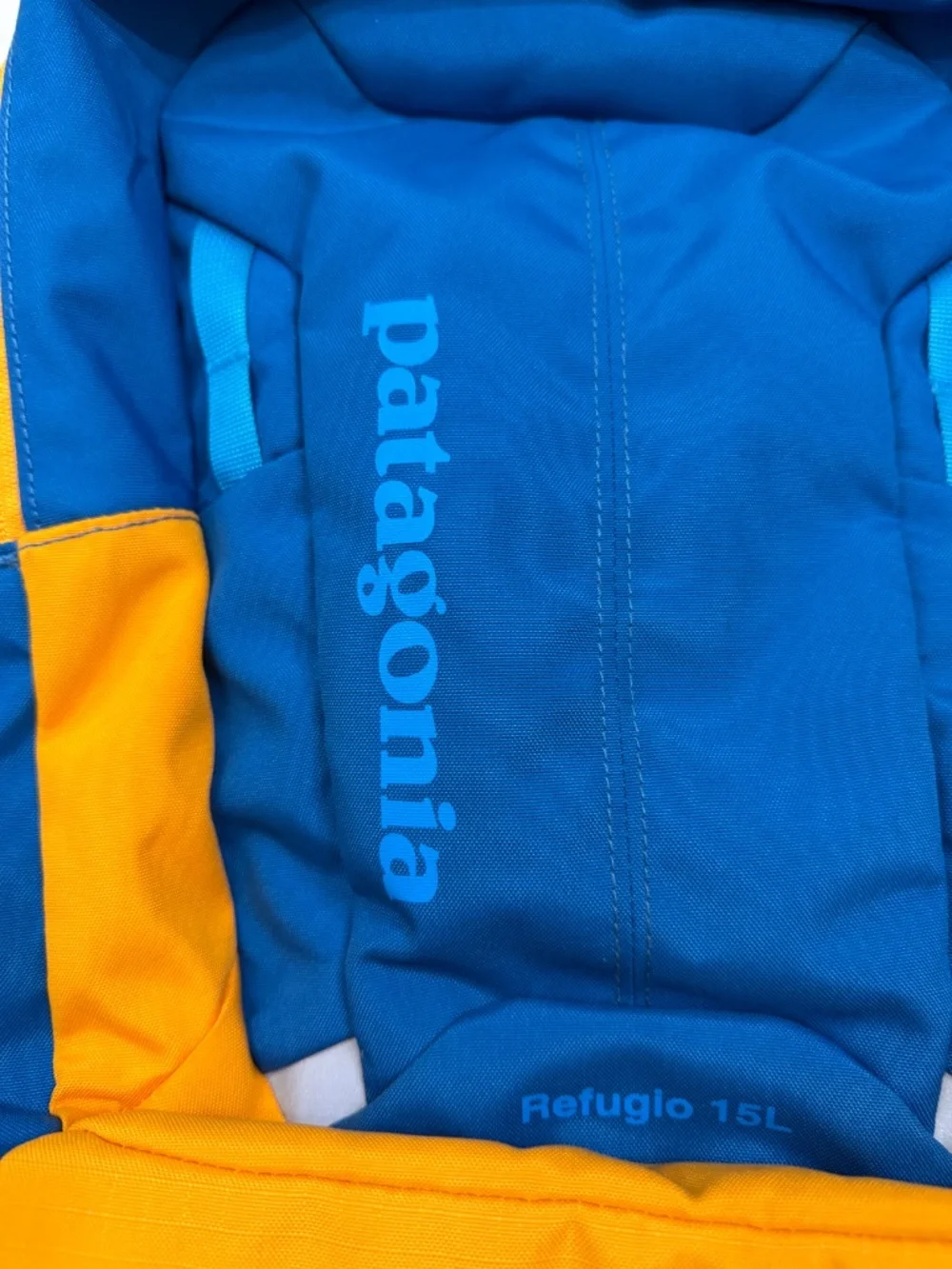 Patagonia Kids Refugio 15L Gym Backback Outdoor Hiking Trail Bag Blue Orange